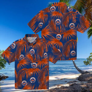 Summer Ready New York Mets Hawaiian Shirt Blue Palm Leaves MLB Shirt