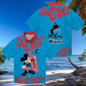 Surfing Mickey Miami Marlins Tropical Hawaiian Shirt for Men, MLB Fan Gift