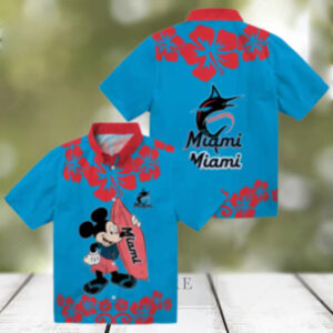 Surfing Mickey Miami Marlins Tropical Hawaiian Shirt for Men, MLB Fan Gift