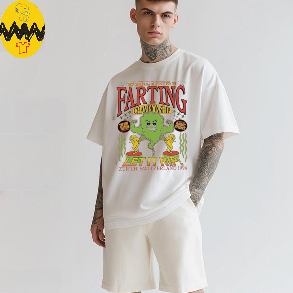 The International Farting Federation Worldwide Farting Championship Let It Rip Zurich Switzerland 1994 Brian Robert Jones T shirts The International Farting Federation Worldwide Farting Championship Let It Rip Zurich Switzerland 1994 Brian Robert Jones T shirts
