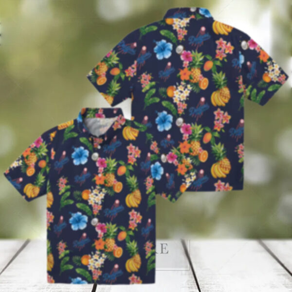 Trending Dodgers Hawaiian Shirt   Navy Tropical Hibiscus Fan Gift for Men & Women