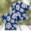 MLB Dodgers Hibiscus Hawaiian Shirt   Blue Tropical Button Up for Men