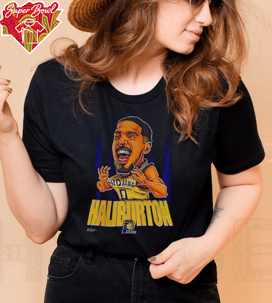 Tyrese Haliburton Indiana Pacers NBA Basketball big head cartoon shirt Tyrese Haliburton Indiana Pacers NBA Basketball big head cartoon shirt