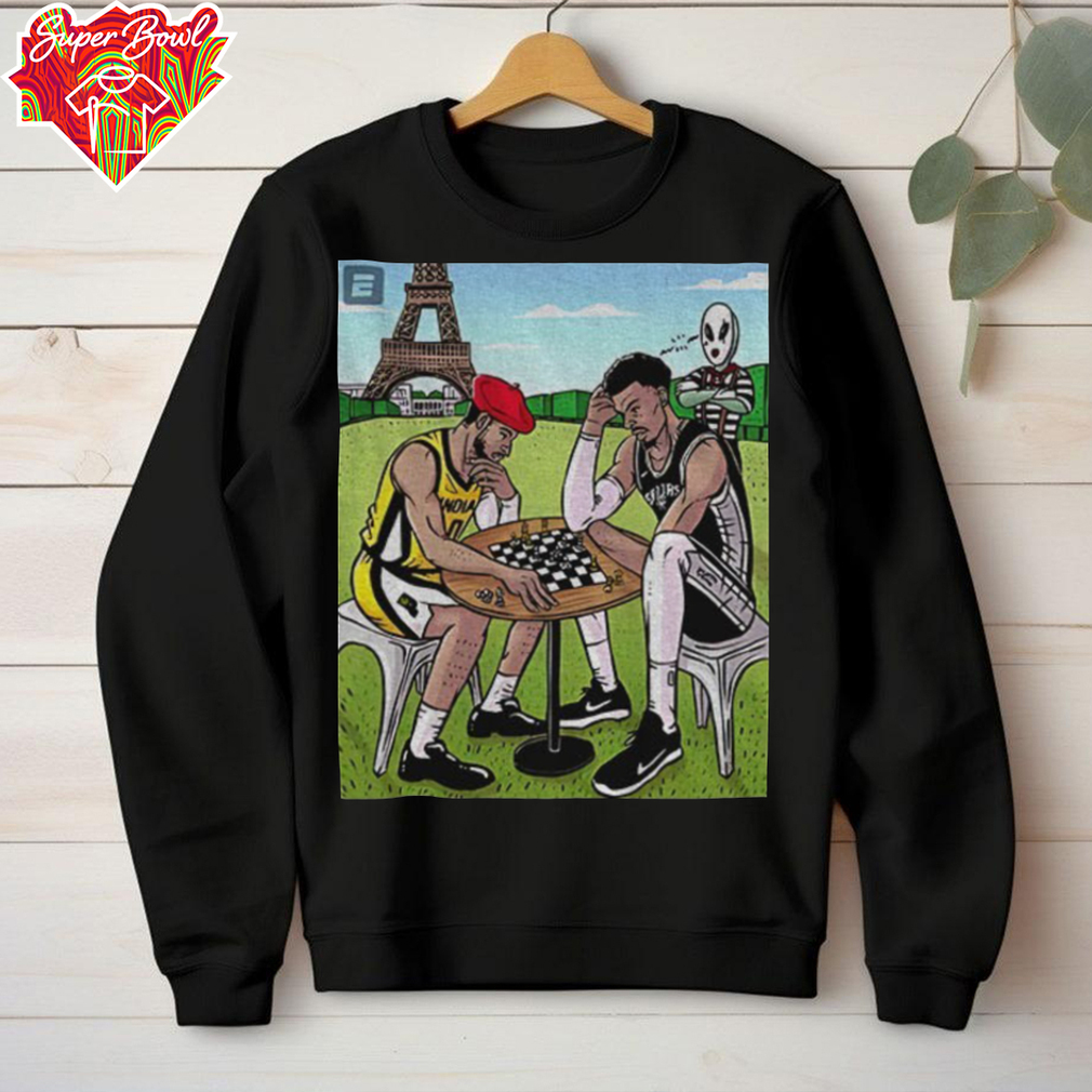 Tyrese Haliburton vs. Victor Wembanyama NBA Basketball playing chess cartoon shirt Tyrese Haliburton vs. Victor Wembanyama NBA Basketball playing chess cartoon shirt