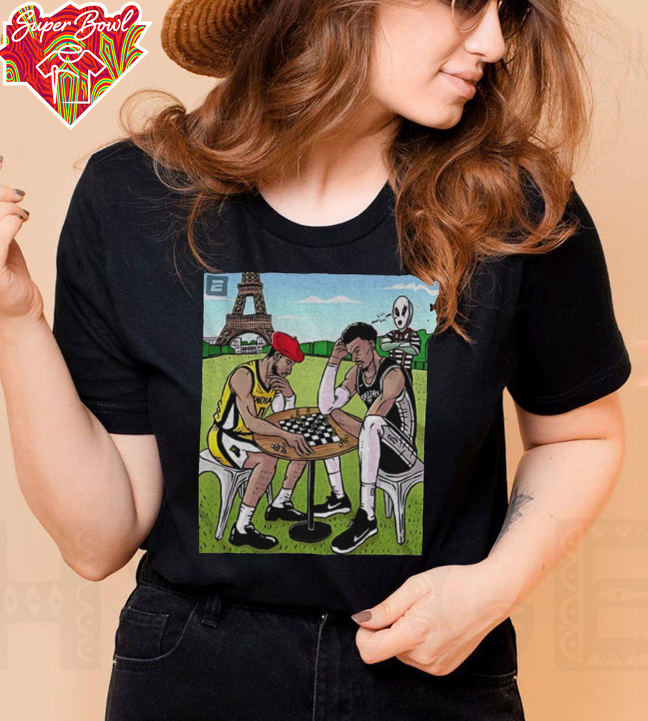 Tyrese Haliburton vs. Victor Wembanyama NBA Basketball playing chess cartoon shirt Tyrese Haliburton vs. Victor Wembanyama NBA Basketball playing chess cartoon shirt