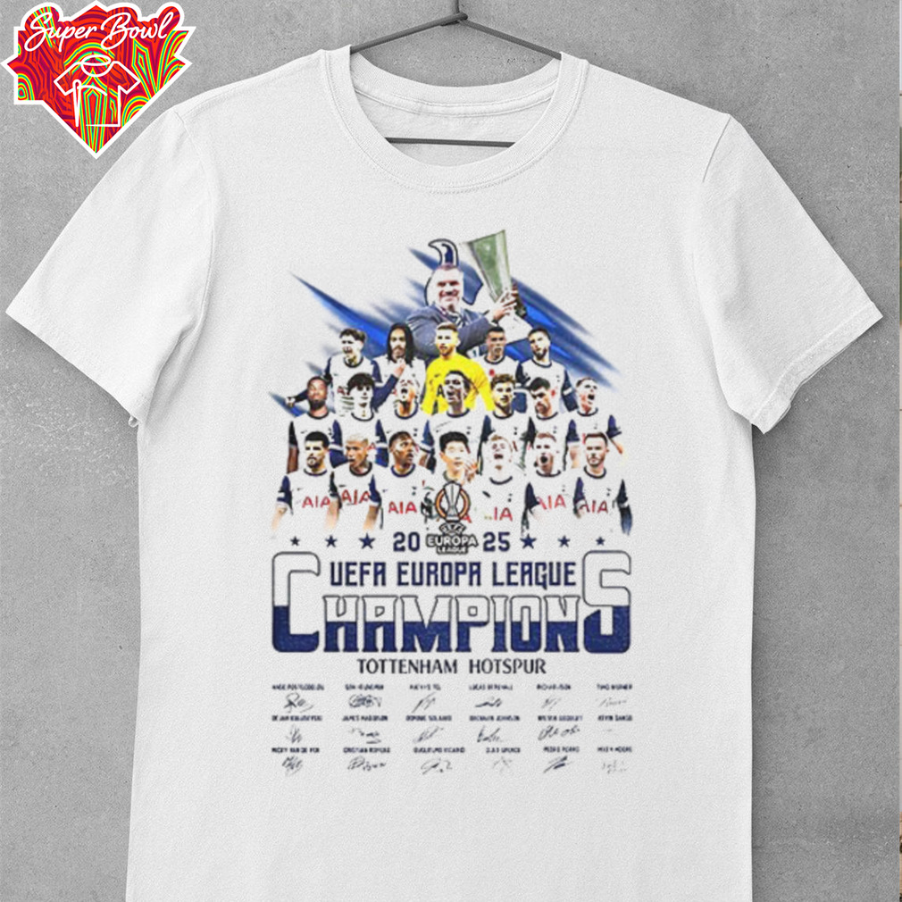 Uefa Europa League Champions Tottenham Hotspur 2025 signatures shirt Uefa Europa League Champions Tottenham Hotspur 2025 signatures shirt