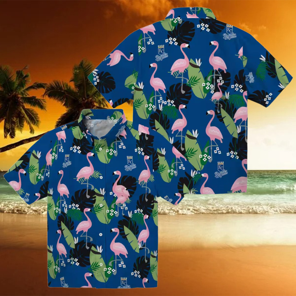 Unique Kansas City Royals Tropical Royal Blue Hawaiian Shirt Flamingo Leaf Motif Print Unique Kansas City Royals Tropical Royal Blue Hawaiian Shirt Flamingo Leaf Motif Print