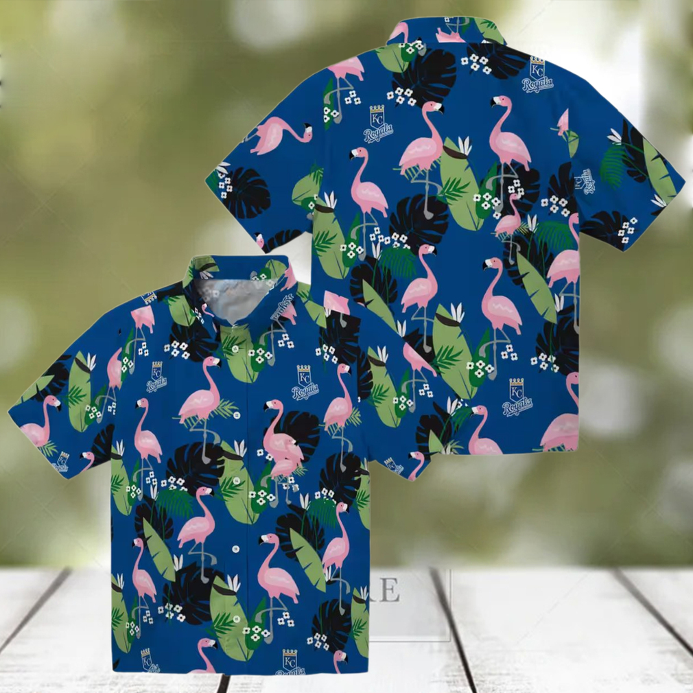 Unique Kansas City Royals Tropical Royal Blue Hawaiian Shirt Flamingo Leaf Motif Print Unique Kansas City Royals Tropical Royal Blue Hawaiian Shirt Flamingo Leaf Motif Print