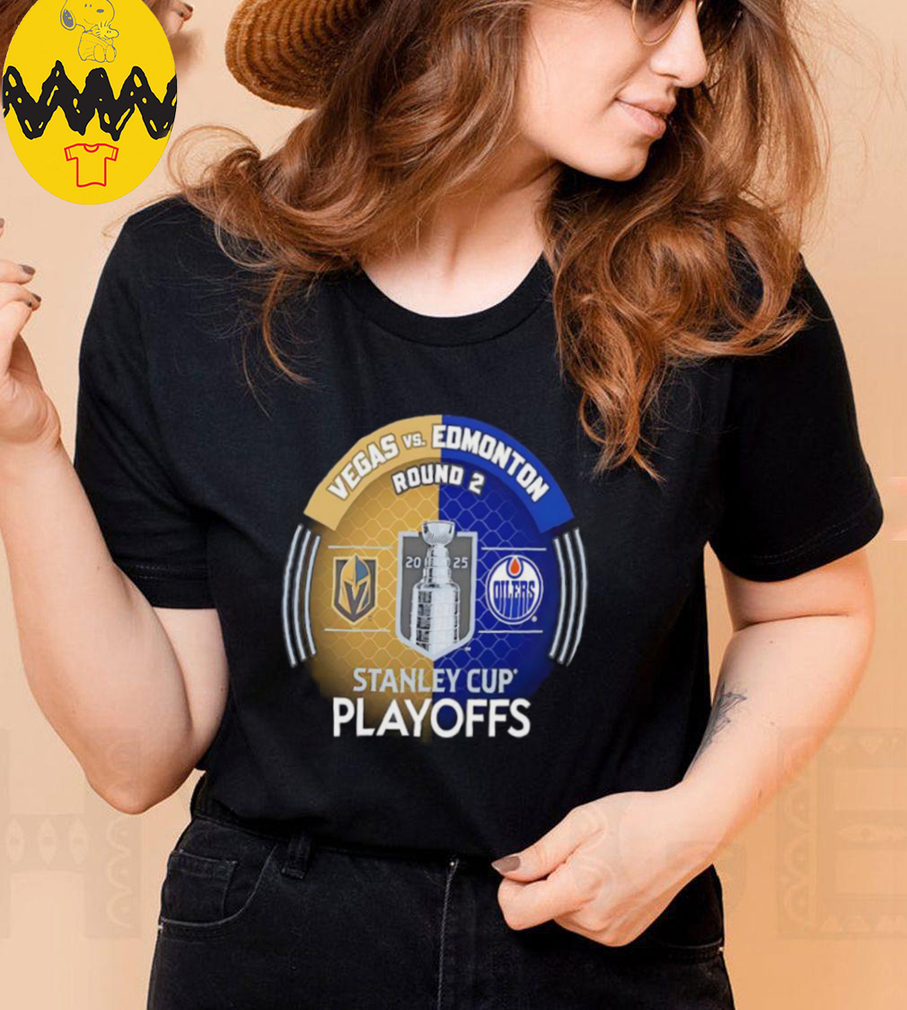 Vegas Golden Knights vs. Edmonton Oilers Inglasco 2025 Stanley Cup Playoffs Second Round Dueling Match Up Hockey shirt Vegas Golden Knights vs. Edmonton Oilers Inglasco 2025 Stanley Cup Playoffs Second Round Dueling Match Up Hockey shirt