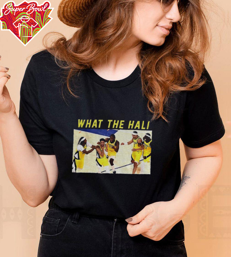 What The Hali Tyrese Haliburton Celebration Indiana Pacers NBA Basketball Champs 2025 Game Day shirt What The Hali Tyrese Haliburton Celebration Indiana Pacers NBA Basketball Champs 2025 Game Day shirt