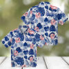 MLB Dodgers Hawaiian Shirt for Men   Blue Hibiscus Palm Leaves Vacation Look