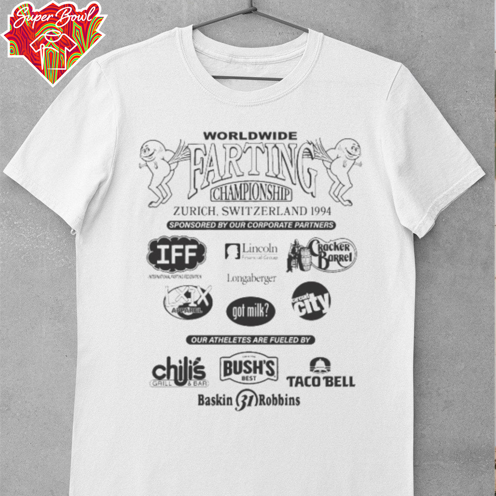Worldwide Farting Championship Zurich Switzerland 1994 Brian Robert Jones T shirts Worldwide Farting Championship Zurich Switzerland 1994 Brian Robert Jones T shirts