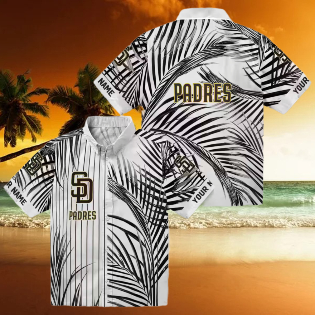 san diego padres palm stripes brown black white hawaiian shirt for mlb fans san diego padres palm stripes brown black white hawaiian shirt for mlb fans
