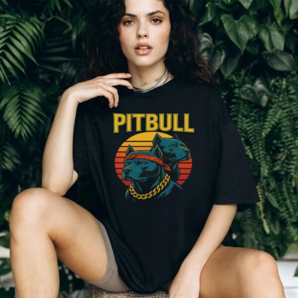 Retro Pitbull 80s Style Dog Shirt
